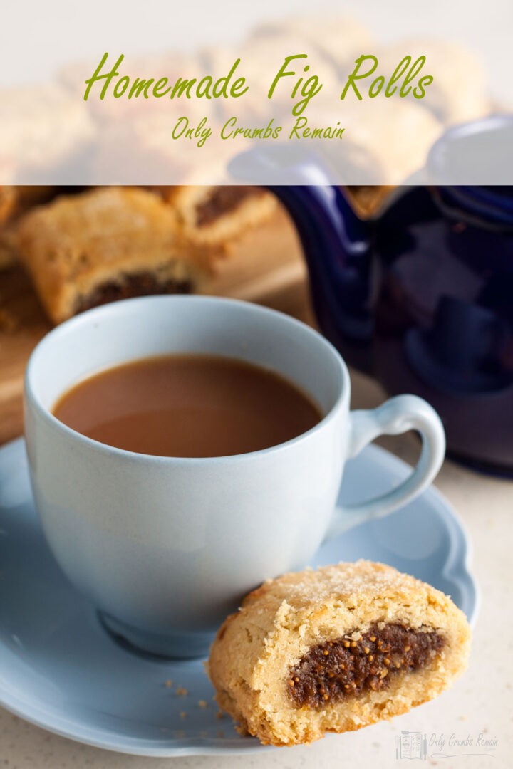 fig roll on the saucer of a cup of tea.