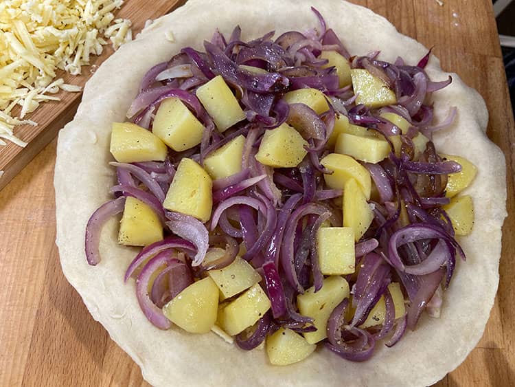potato and onion in pie.