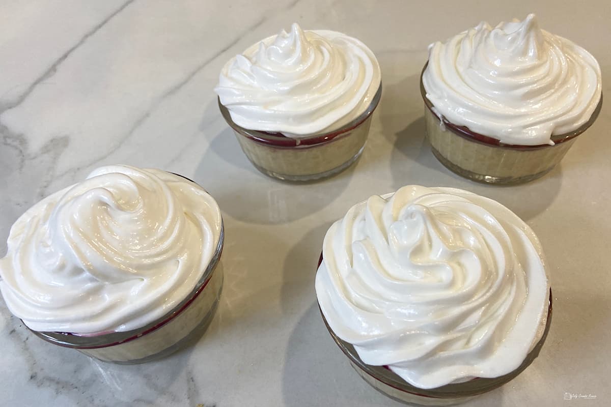puddings piped with meringue.