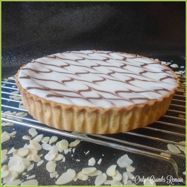 bakewell tart on a cooling rack