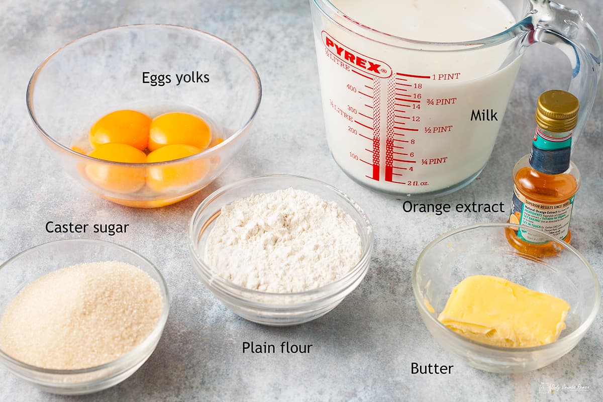 ingredients required to make the genoise sponge.