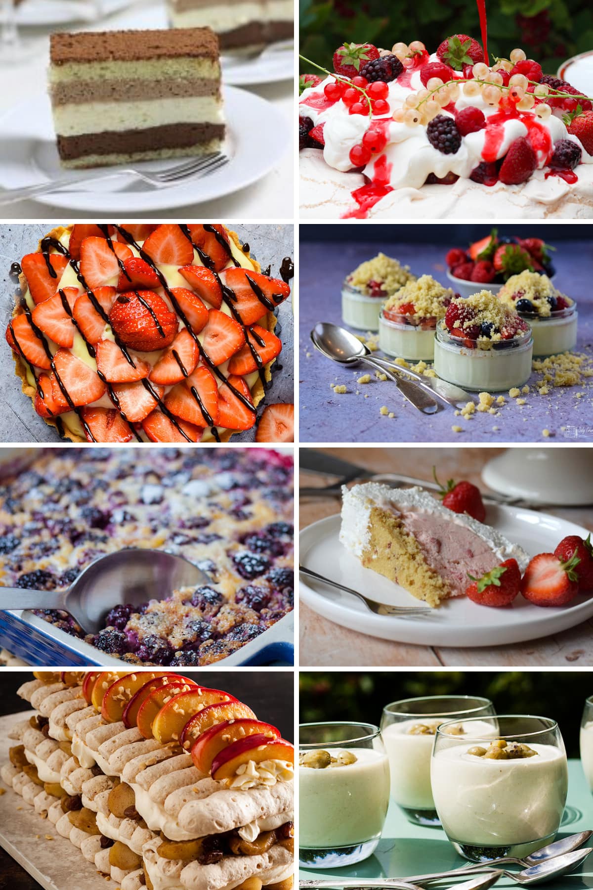 collage of dinner party desserts.