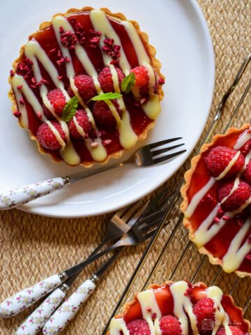 Raspberry & White Chocolate Tarts | Only Crumbs Remain