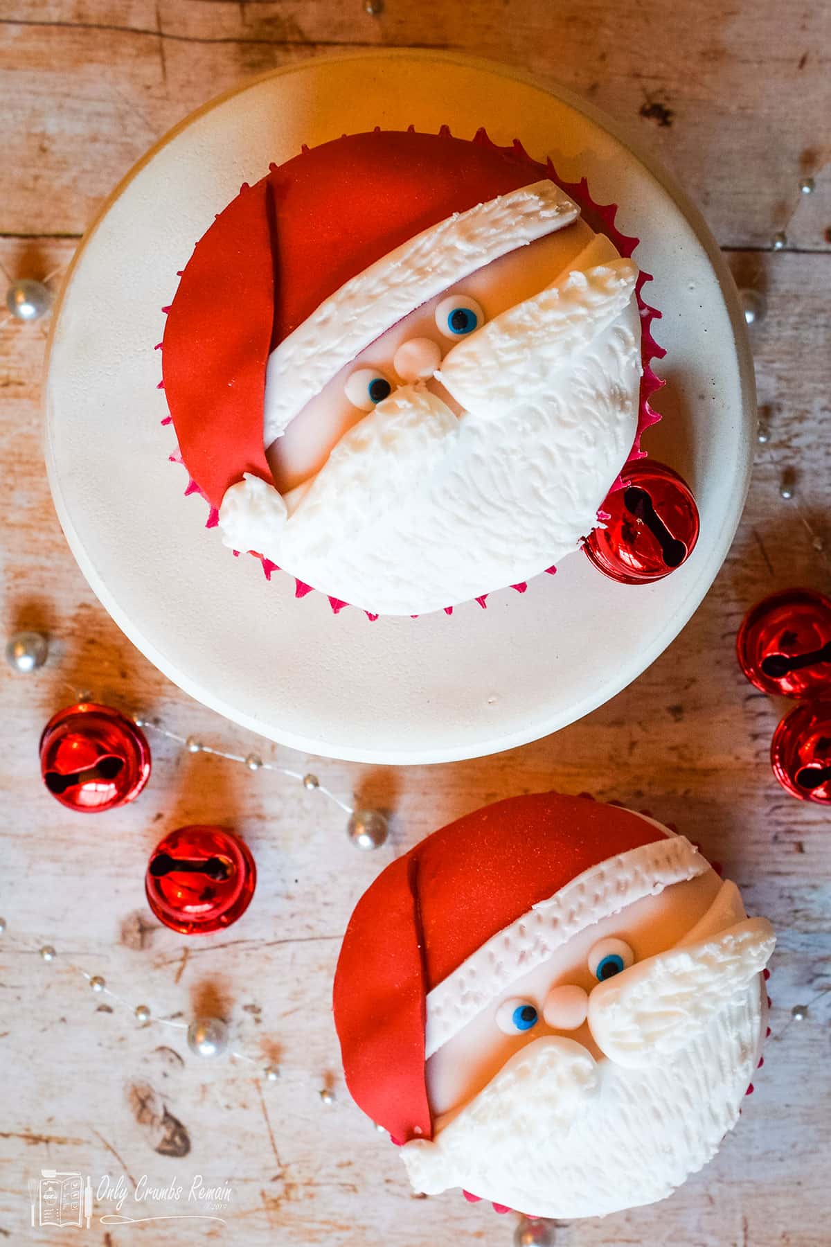 two santa cupcakes