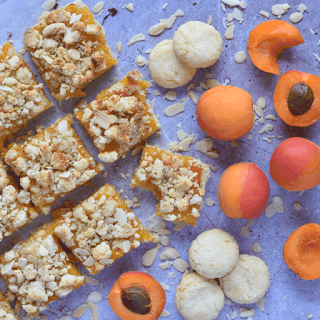 apricot and almond shortbread slice cut into squares
