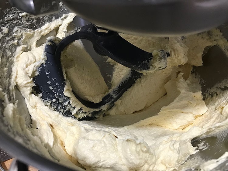 creamed butter and sugar in bowl.