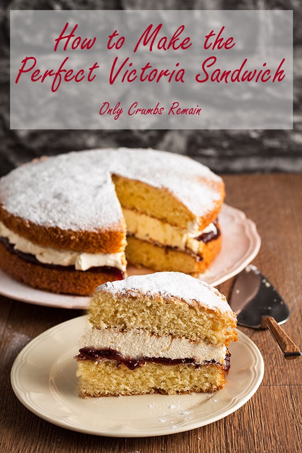 The perfect victoria sandwich on a plate with a slice on a tea plate in front.