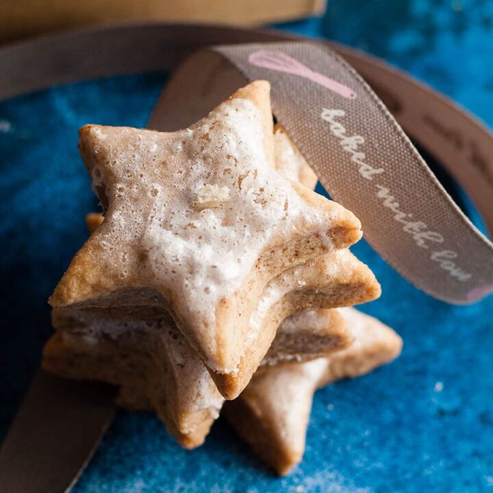stack of star cookies.