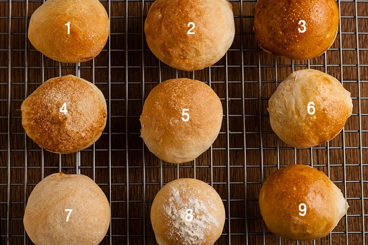 Bread glazes on bread rolls.