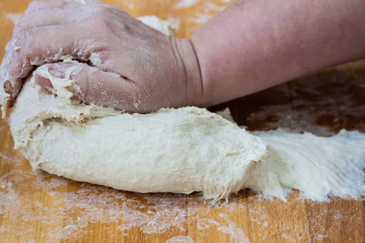 early stage of kneading breadkneading bread