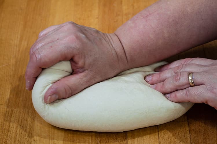 kneading bread with the gluten developed.