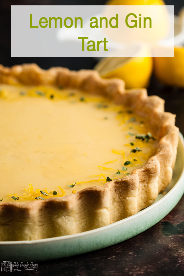 lemon and gin tart on a serving plate