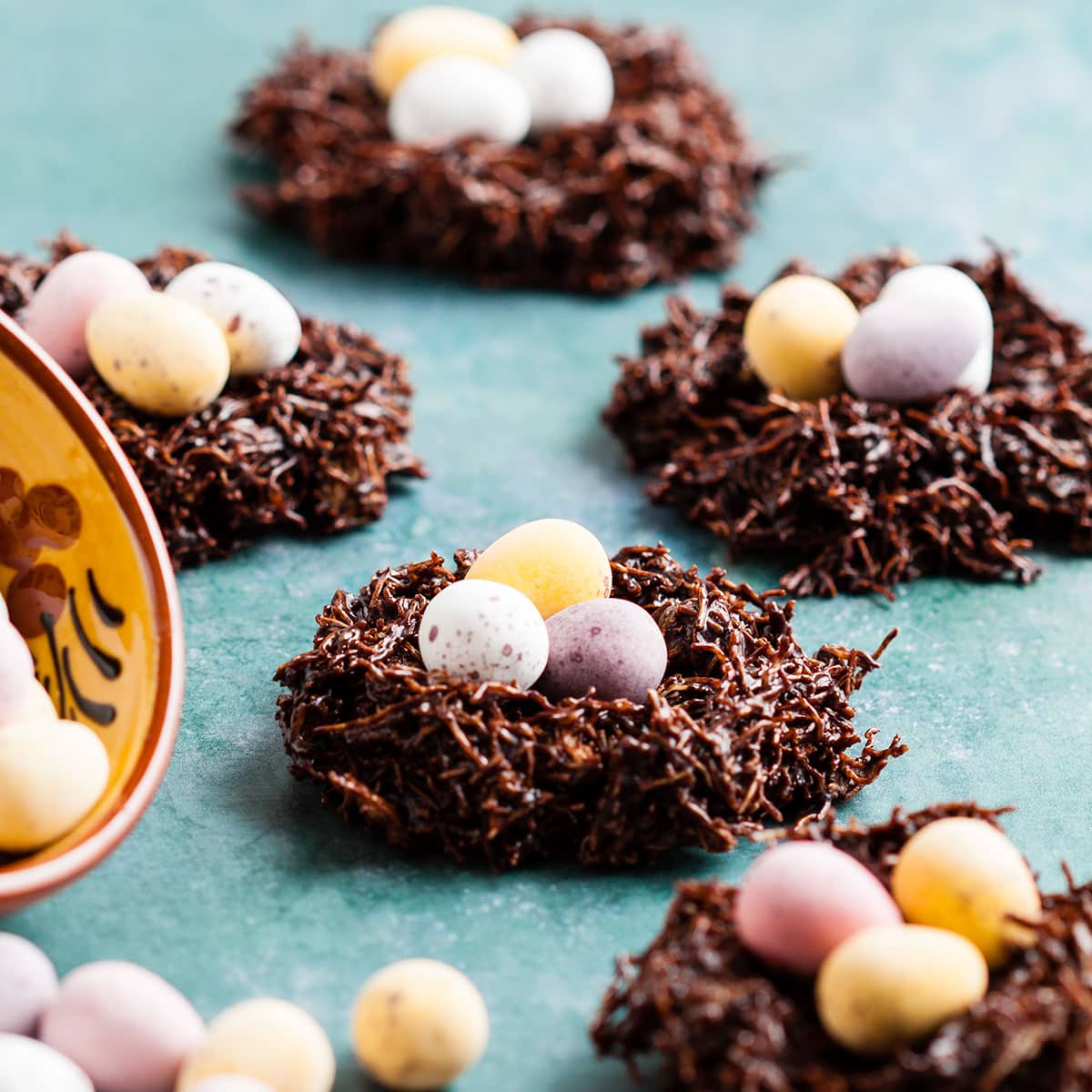 Easter chocolate nests filled with mini eggs
