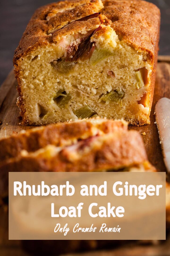 slice rhubarb and ginger loaf cake.