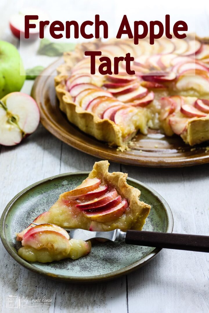 slice of french apple tart on a plate