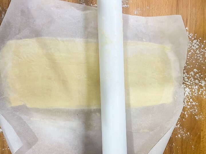 rolling out dough.