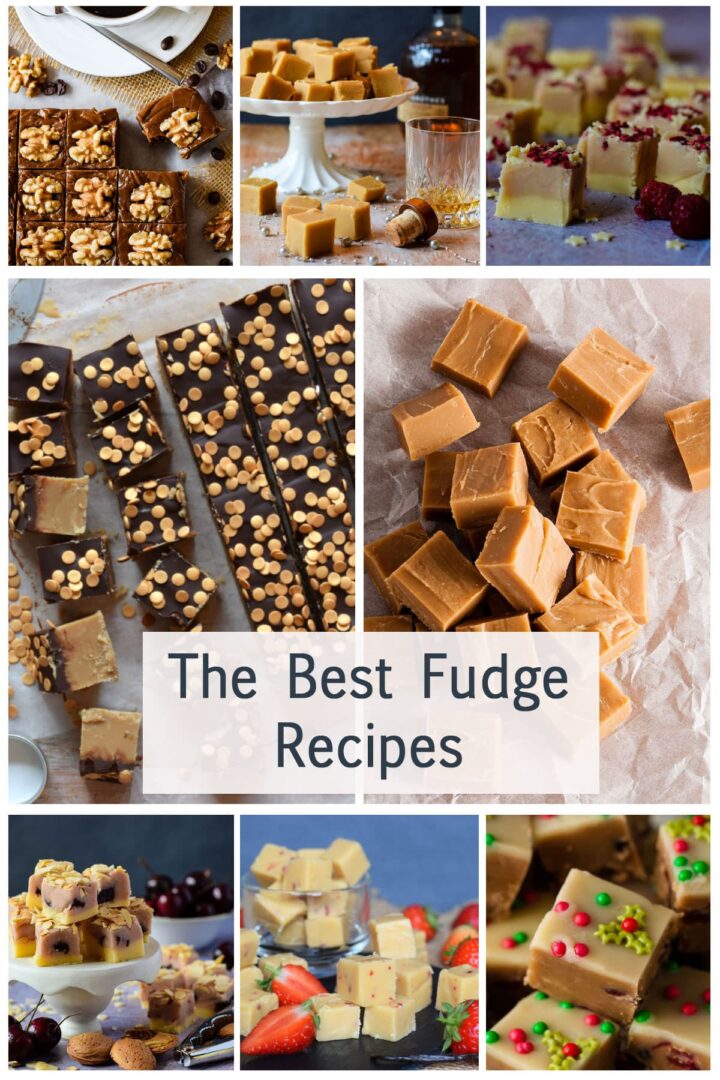 collage of fudge recipes.