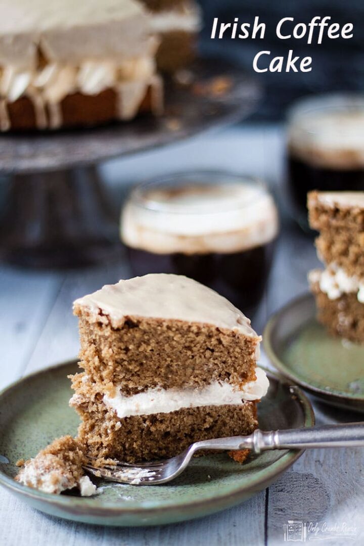 slice of Irish coffee cake with a fork.