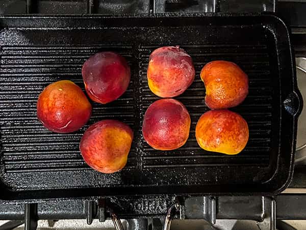 peaches on a griddle.