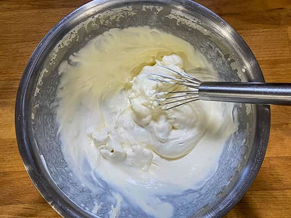 whipped cream in a bowl.