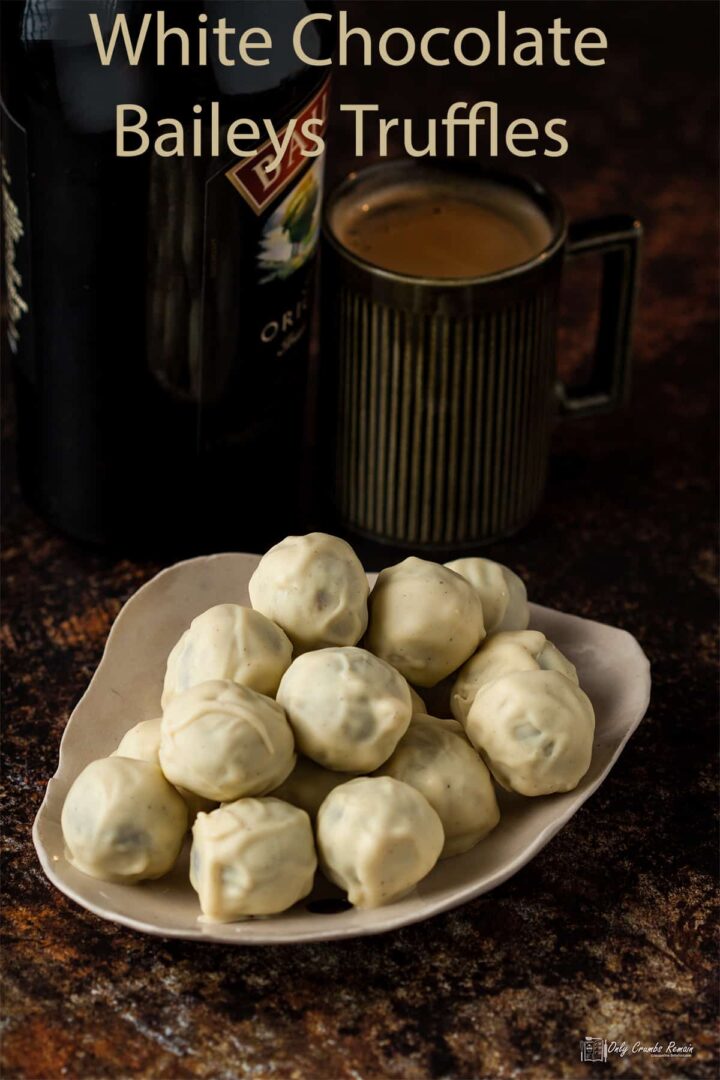 plate of white chocolate baileys truffles