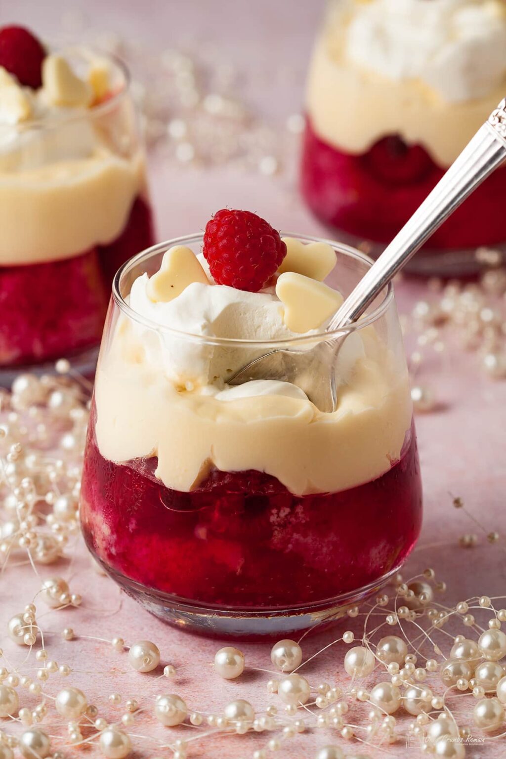 Raspberry & White Chocolate Mini Trifles | Only Crumbs Remain
