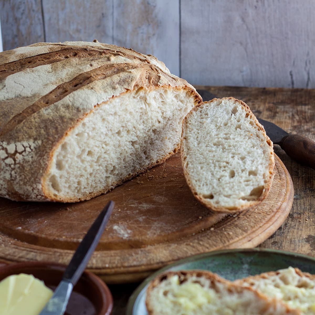 sliced free form sourdough loaf