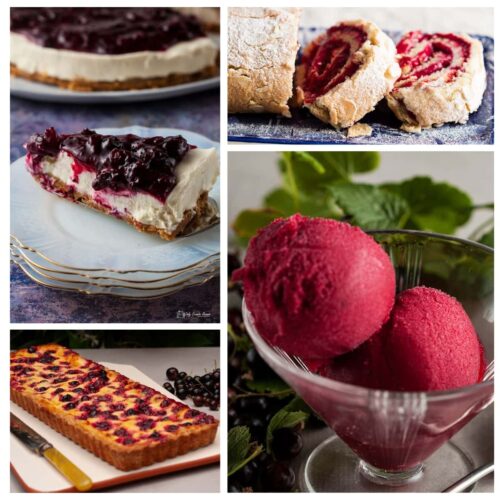 collage of recipes using blackcurrants